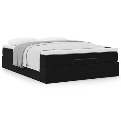 Ottoman bed met matras 140x190cm fluweel zwart