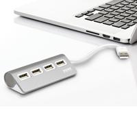 PORT Designs 900120 900120 USB-hub 4 poorten USB-A USB 2.0 480 MBit/s Grijs, Wit - thumbnail