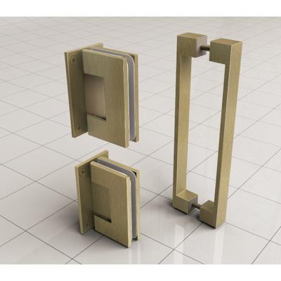 Wiesbaden Scharnierset en greep voor profielloze nisdeur geborsteld messing