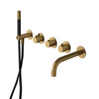 Hotbath Cobber afbouwdeel inbouw bad thermostaat met 2 stopkranen met uitloop geborsteld messing (goud) CB7072EXTBB - thumbnail