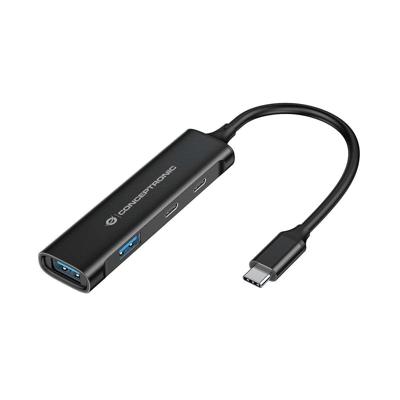 Conceptronic HUBBIES12B USB-C (USB 3.2 Gen 2) multiport hub 4 poorten Zwart Conceptronic HUBBIES12B USB-C (USB 3.2 Gen 2) multiport hub 4 poorten Zwart