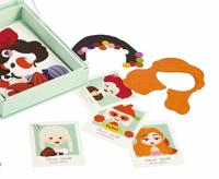 Classic World world magneetkoffer foto gezichten blauw - thumbnail