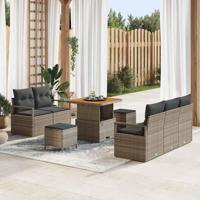 Tuinbankenset met kussen 8 pcs Grijs poly rattan - thumbnail