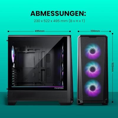 Phanteks PH-EC400GA_DBK01 Midi-tower Behuizing, Gaming-behuizing, PC-behuizing Zwart