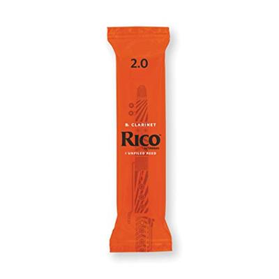 D&apos;Addario Woodwinds RCA0120-B25 Rico Bb klarinetriet, 2.0, 25-Count Single Reeds, Unfiled