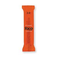 D&apos;Addario Woodwinds RCA0120-B25 Rico Bb klarinetriet, 2.0, 25-Count Single Reeds, Unfiled - thumbnail
