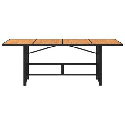 Tuintafel met acaciahouten blad 190x80x74 cm poly rattan zwart