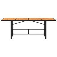Tuintafel met acaciahouten blad 190x80x74 cm poly rattan zwart - thumbnail