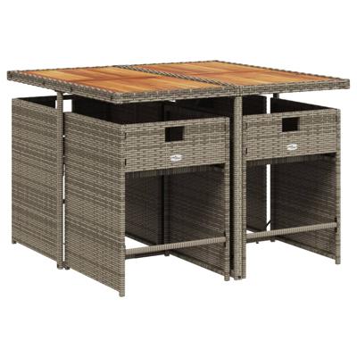 5-delige Tuinset met kussens poly rattan grijs - thumbnail