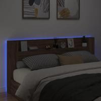 Hoofdbordkast met LED-verlichting 220x16,5x103,5 cm bruin eiken - thumbnail