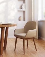 Kave Home Konna eetkamerstoel Beige poot hout - thumbnail