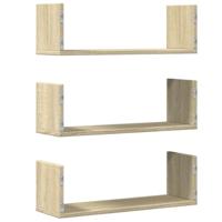 Wandschappen 3 st 58x18x18 cm spaanplaat sonoma eikenkleurig - thumbnail