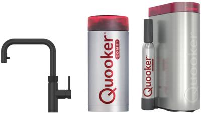 Quooker Flex Square met COMBI boiler en CUBE reservoir 5-in-1 kokendwaterkraan zwart