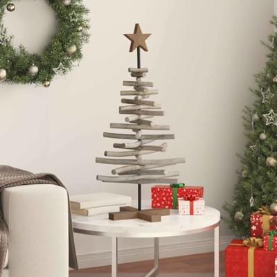 Kerstboom met standaard Bruin 90 cm Massief teakhout