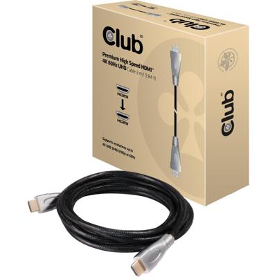 club3D HDMI Aansluitkabel HDMI-A-stekker, HDMI-A-stekker 3.00 m Zwart CAC-1310 Gesleeved HDMI-kabel