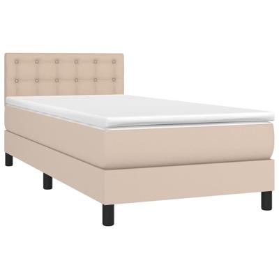 Boxspring met matras kunstleer cappuccinokleurig 120x190 cm - thumbnail
