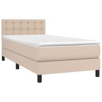 Boxspring met matras kunstleer cappuccinokleurig 100x200 cm - thumbnail