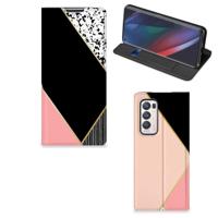 OPPO Find X3 Neo Stand Case Zwart Roze Vormen - thumbnail