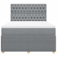 Boxspring met matras stof lichtgrijs 140x190 cm - thumbnail