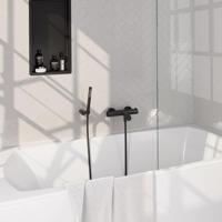 BRAUER Stripe Baddouche Thermostaatkraan - SET 03 - opbouw - wandhouder - staaf handdouche - doucheslang - mat zwart 5-S-342 - thumbnail