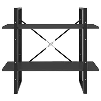 Boekenkast met 2 schappen 80x30x70 cm spaanplaat grijs