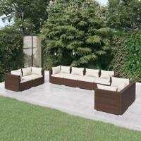 6-delige Loungeset met kussens poly rattan bruin - thumbnail