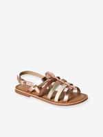Sandalen meisjes multi-bandjes van leer goud - thumbnail