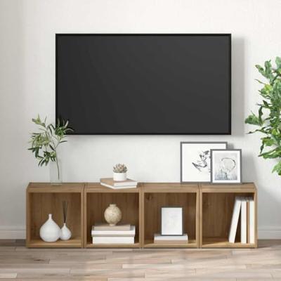TV-kast 4 pcs Bruin 37 x 35 x 37 cm Bewerkt hout