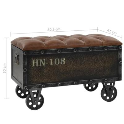 vidaXL Opslagbank 80,5x41x50 cm massief hout en kunstleer
