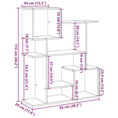 Boekenkast 92x29x188 cm bewerkt hout gerookt eikenkleurig