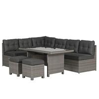 Coral lounge/dining set 5-delig Organisch grijs/donker antraciet - thumbnail