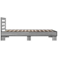 Bedframe bewerkt hout metaal grijs sonoma eiken 150x200 cm - thumbnail