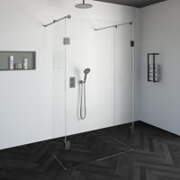 Brauer JC profielloze doorloopdouche 120/50/50cm geborsteld RVS - thumbnail