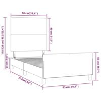 Bedframe met hoofdbord kunstleer grijs 140x200 cm - thumbnail