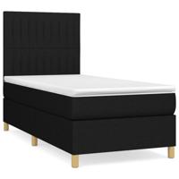 Boxspring met matras stof zwart 90x190 cm - thumbnail