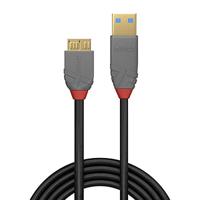 LINDY 36768 3 m USB 3.0 Type A naar Micro-B kabel, Anthra Line - thumbnail