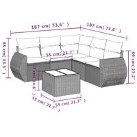 6-delige Loungeset met kussens poly rattan beige - thumbnail