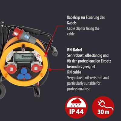 Brennenstuhl 1319200010 Kabelhaspel 30.00 m Zwart CEE-stekker 32 A 5-polig