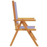 Tuinstoelen 8 st verstelbaar massief hout en stof blauw en wit - thumbnail
