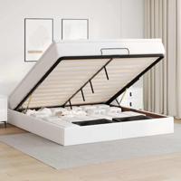 Ottoman bed met matras 180x200cm kunstleer wit - thumbnail