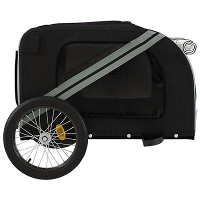 VidaXL Hondenfietstrailer oxford stof en ijzer zwart en grijs - thumbnail