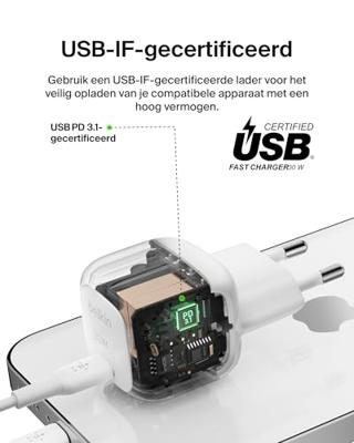 Kabel USB naar Lightning Belkin WCA008KQ1MWH-B5