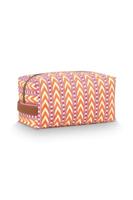 Pip Studio Pip Studio Coco Cosmetic Bag Medium Samba Stripe Orange 21.5x10x10.5cm - thumbnail