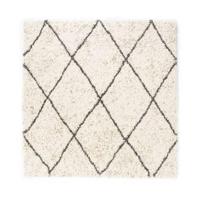 Boho&me Vierkant hoogpolig vloerkleed geruit Artisan - wit|grijs - - thumbnail