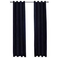 VidaXL Gordijn verduisterend met ringen 2 st 140x175 cm fluweel zwart - thumbnail