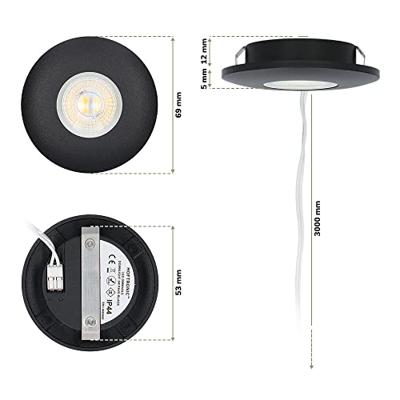 Set van 4 Pavo - Platte LED ipbouwspots met lage inbouwdiepte 12mm - 3 Watt 300 Lumen - 2700K Warm wit - Dimbaar - Rond - Meubelspot - IP44 waterdicht - Zwart Set van 4 Pavo - Platte LED ipbouwspots met lage inbouwdiepte 12mm - 3 Watt 300 Lumen - 2700K Warm wit - Dimbaar - Rond - Meubelspot - IP44 waterdicht - Zwart