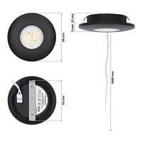 Set van 3 Pavo - Platte LED ipbouwspots met lage inbouwdiepte 12mm - 3 Watt 300 Lumen - 2700K Warm wit - Dimbaar - Rond - Meubelspot - IP44 waterdicht - Zwart - thumbnail