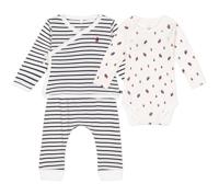 3-delige babyset PETIT BATEAU blauw, gestreept - thumbnail