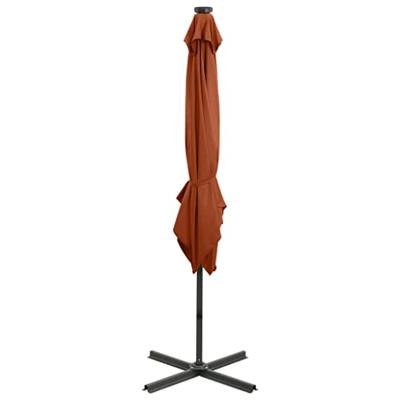 VidaXL Zweefparasol met paal en led-verlichting 250 cm terracottakleur