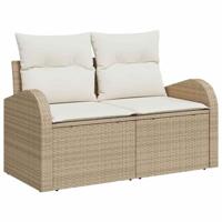 Tuinbankenset met opslag 9 pcs Beige en Crème poly rattan - thumbnail
